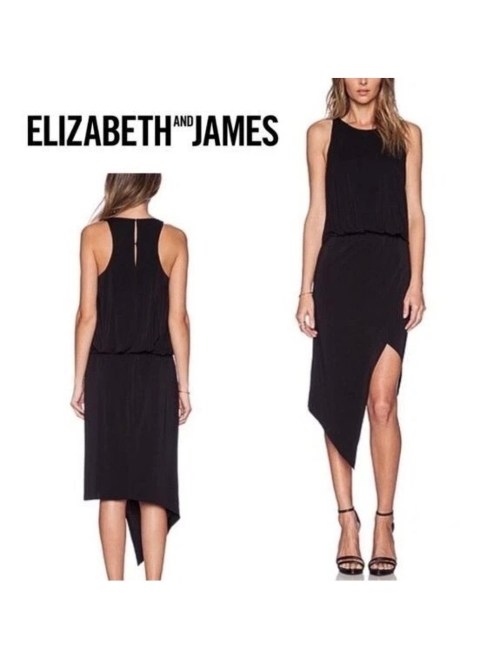 Elizabeth and James Women's Asymmetric Hem Sleeveless Dress, Size XS, Light Gray